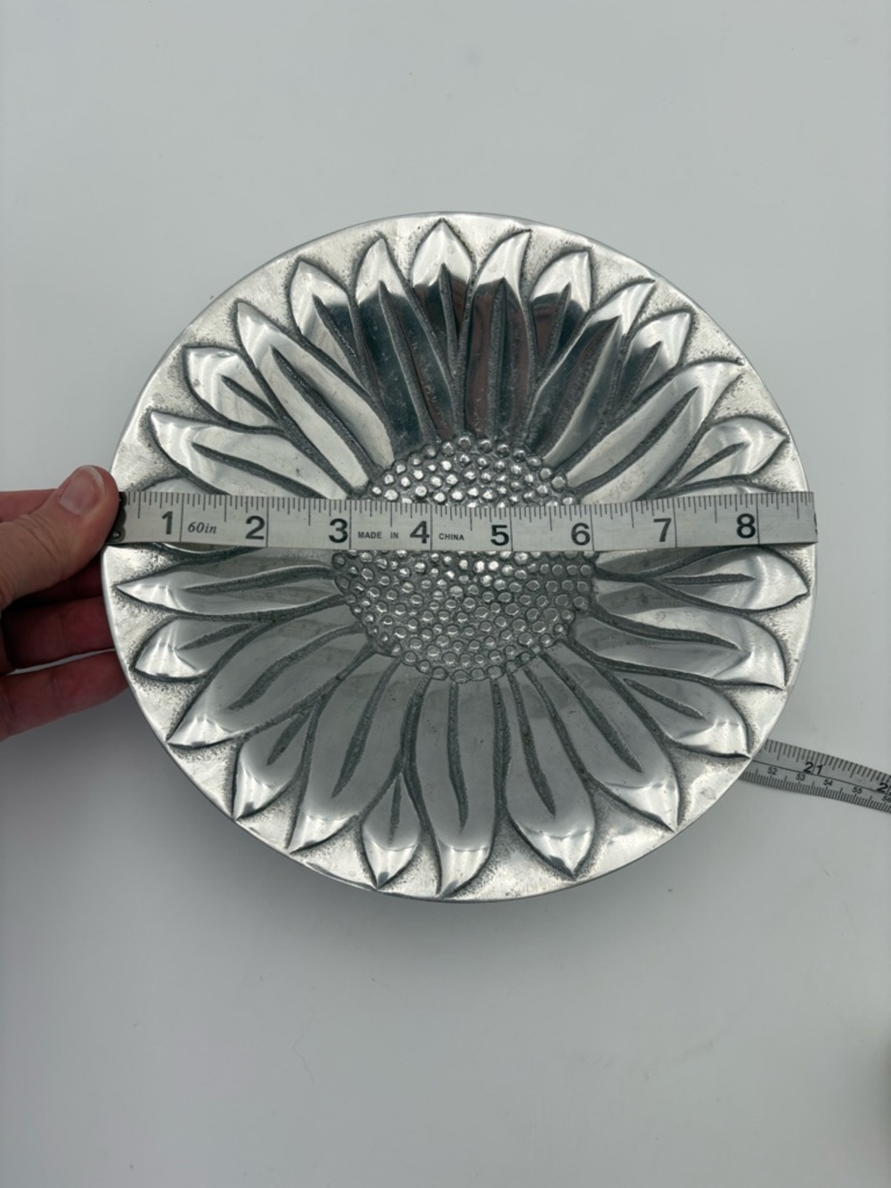 Silver Tone Sunflower Decorative Pedestal Bowl - Home Accents - Picture 9 of 10